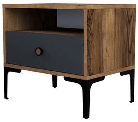 Mesa de Cabeceira Lizbon500 – Nogueira e Antracite – 56x50,8x40 cm