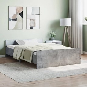 Estrutura de cama c/ painéis de cabeceira e pés cinza cimento