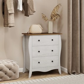 Cómoda de 3 gavetas dobrável em tecido para quarto Cómoda de estilo campestre 67,5 x 38,5 x 76,5 Cinzenta