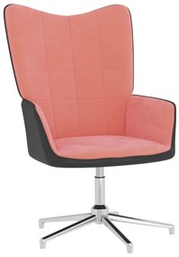 327857 vidaXL Cadeira de descanso PVC e veludo rosa
