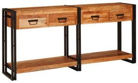 vidaXL Aparador com gaveta 2 pcs Castanho Madeira de Acácia Sólida