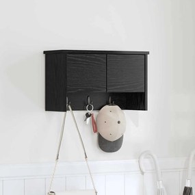 vidaXL Cabideiro de Parede com porta Carvalho preto 50 x 20 x 30 cm