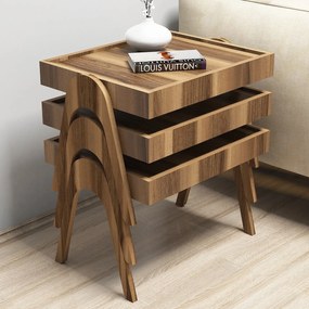 Conjunto de Mesas de Aninhamento Roma – Nogueira – 53,6 cm x 64 cm x 4