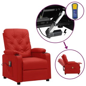 Poltrona massagens elevatória couro artificial vermelho tinto
