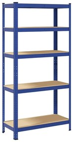 5-Layer Storage Shelf Blue Steel&amp;Madeira de engenharia