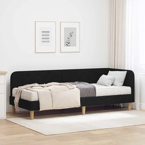 vidaXL Estrutura de Cama de Canto com colchão Preto 80 x 200 cm tecido