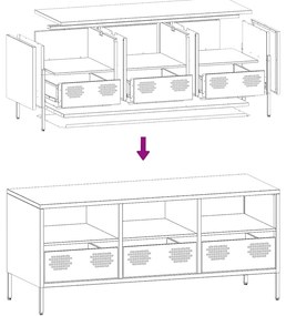 Móvel de TV 101,5x39x43,5 cm aço laminado a frio branco