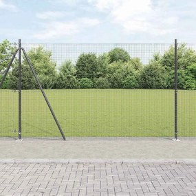 vidaXL Cerca de Fio Soldado com 7 Postes Flanged Cinza 1.4 x 10 m Aço
