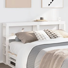 vidaXL Cabeceira com prateleiras 160 cm madeira de pinho maciça branco