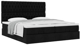 63 / 5,000vidaXL Estrutura de cama otomana com colchões tecido preto