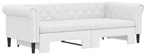 Sofá-cama com gavetão e colchões 90x200 cm artificial branco