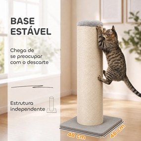 Poste Arranhador para Gatos 75,5 cm com Base Estável e Corda de Sisal Natural, Cinzento-Claro
