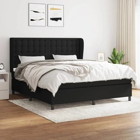 vidaXL Cama com molas/colchão 180x200 cm tecido preto