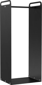 Outsunny Suporte de lenha interior suporte de lenha para interior com alças resistente à ferrugem e ao desgaste 37 x 30 x 90 cm aço preto | Aosom Portugal
