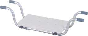 Assento para banheira - Assento suspenso ajustável para banho - Banco de casa de banho - dim. 73-83 x 22 x 18 cm - alumínio e HDPE branco