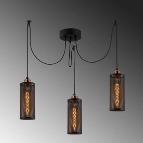 Chandelier Amasra – Preto e Bronze – 100 x 10 cm