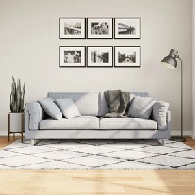 Tapete shaggy de pelo alto 140x200 cm cor creme e preto