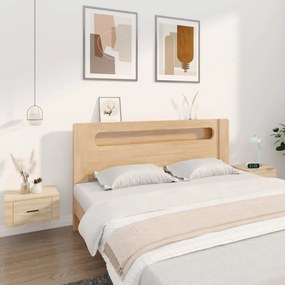 vidaXL Mesas de cabeceira parede 2 pcs 50x36x25 cm cor carvalho sonoma