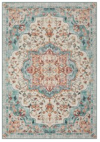 Tapete SONGMICS HOME 120 x 170 cm para sala de estar, antiderrapante, estilo vintage tradicional, sala de estar, cozinha, corredor, sala de jantar, lavável à máquina, azul-água TAR032Q01