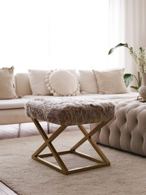 Pouffe Capraz – Castanho Dourado – 50x42x40 cm
