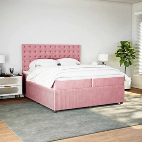 Cama com molas/colchão 200x200 cm veludo rosa
