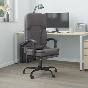 vidaXL Cadeira escritório massagens reclinável couro artificial cinza