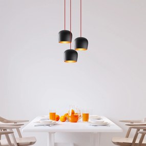Candeeiro de Teto Berceste – Preto e Vermelho – Diâmetro 48 cm