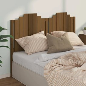 vidaXL Cabeceira de cama 156x4x110 cm pinho maciço castanho mel