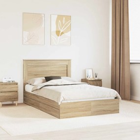 vidaXL Cama com Armazenamento com gaveta Carvalho Sonoma 135 x 190 cm