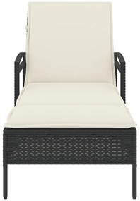 Espreguiçadeira com almofadão 63x200x81 cm vime PE preto