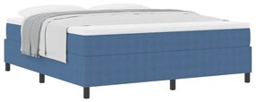 Cama Box com Colchão Azul, Super King, em Tecido Corduroy