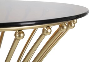 Mesa de Centro Centur Redonda – Ø50x103 cm – Dourado e Vidro Fumê