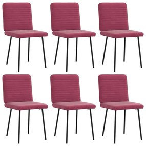 Cadeiras de jantar 6 pcs veludo vermelho tinto