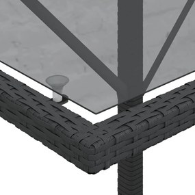 3 pcs conjunto de bistrô com almofadões vime PE preto