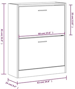 Sapateira 63x24x81 cm derivados de madeira branco brilhante