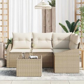 Conjunto de jantar de jardim com 5 peças e almofadas de rattan sintéti