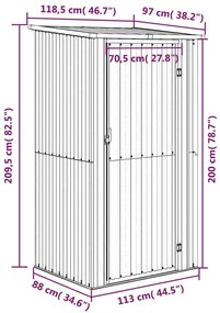 Abrigo de jardim 118,5x97x209,5 cm aço galvanizado antracite