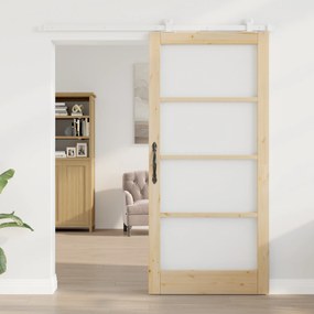 Porta Deslizante vidaXL com Conjunto de Hardware 'ORKDAL'em Madeira Ma