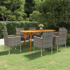 vidaXL 7 pcs conjunto de jantar para jardim cinzento