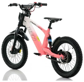 Bicicleta elétrica infantil 500W Roan RXF Evo Racing 18" Rosa e Branco