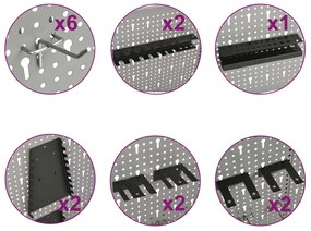 Placas perfuradas de parede 3 pcs 40x58 cm aço