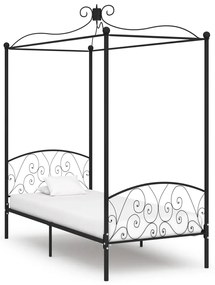 vidaXL Estrutura de cama com dossel metal preto 90x200 cm