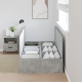 Cama Box com Arrumação Cinza Concreto 75x190 cm em Madeira Engenharia