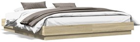 Estrutura de cama com luzes LED 200x200 cm carvalho sonoma