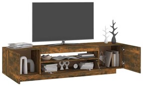 Móvel de TV com luzes LED 160x35x40 cm carvalho fumado