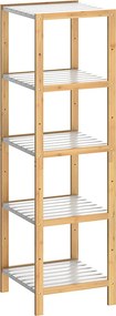 Estante de banheiro em bambu 140 x 33 x 34 cm Castanho + Branco