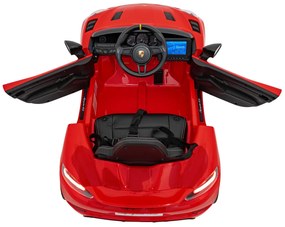 Carro elétrico para Crianças 12V Porsche Spyder RS 718 Com MP4, Rodas Espuma EVA, assento couro ecológico Carga até 30 kg Vermelho