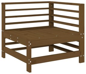Sofás de canto p/ jardim 2pcs madeira pinho maciça castanho-mel