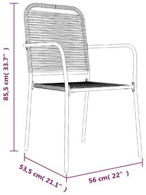 5 pcs conjunto de jantar p/ jardim corda de algodão e aço preto
