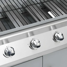 Grelhador/barbecue a gás 4+1 zonas de cozinhar prateado